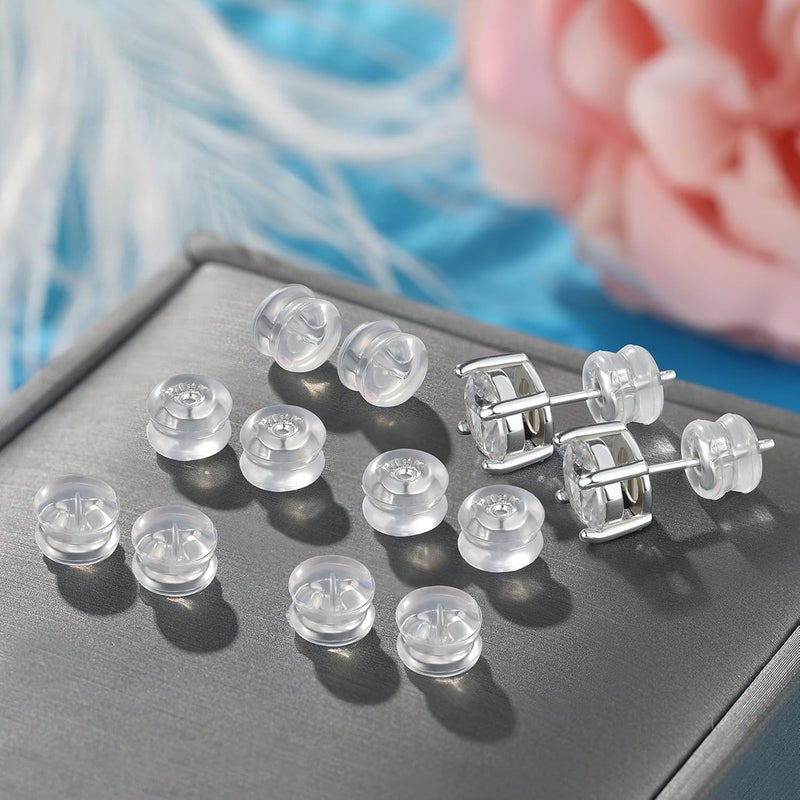 Formulen Silicone Earring Backs,18K Gold Locking Secure Earring Backs for Studs/Droopy Ears, No-Irritate Hypoallergenice Backings for Women Men White&Gold - Image 3